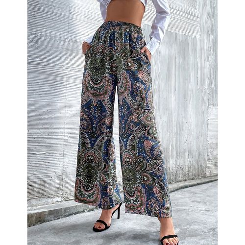 Pantalon ample à poche fleuri - SHEIN - Modalova