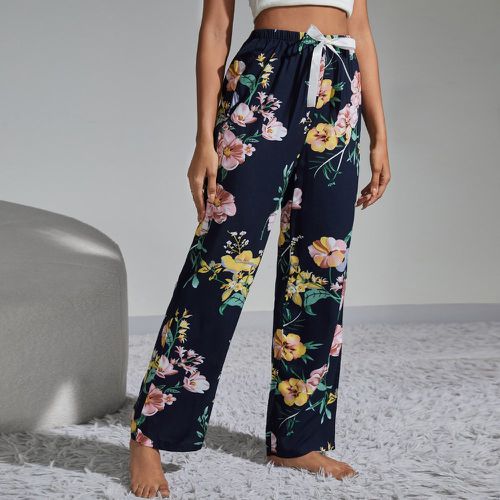 Pantalon à domicile à nœud à imprimé floral - SHEIN - Modalova