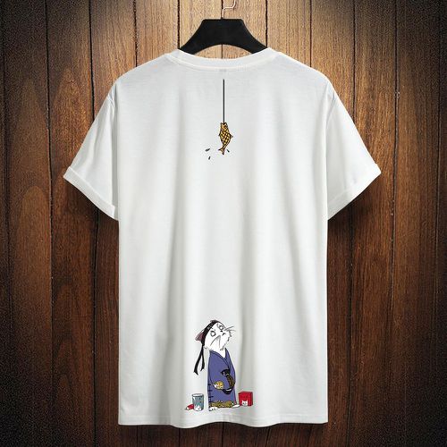 T-shirt à imprimé chat et poisson - SHEIN - Modalova