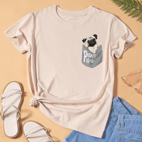 T-shirt à motif chien et lettres - SHEIN - Modalova