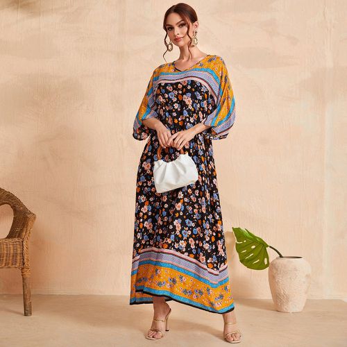 Robe arabe à imprimé floral manches chauve-souris - SHEIN - Modalova