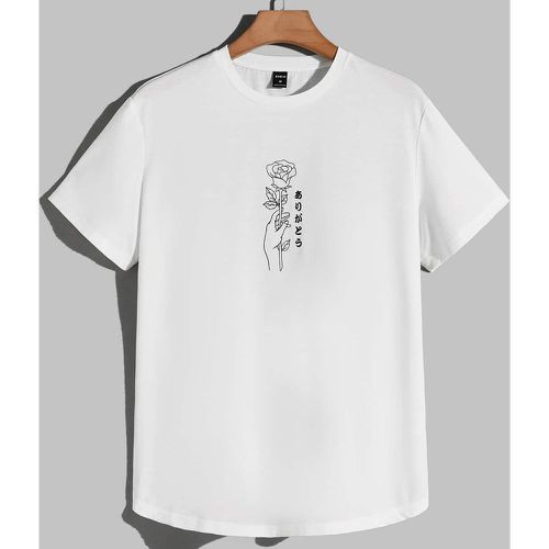 T-shirt avec motif caractère japonais - SHEIN - Modalova
