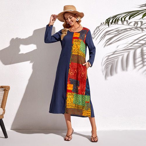 Robe tunique contrastant à patchwork - SHEIN - Modalova