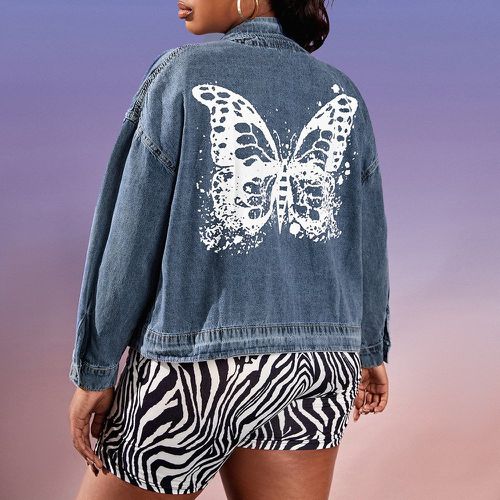 Veste en jean à imprimé papillon - SHEIN - Modalova