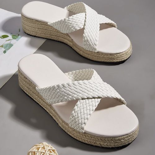 Sandales plates tressé bride croisée espadrilles compensé - SHEIN - Modalova