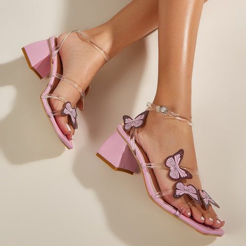 Sandales à détail papillon à talons épais à bride de cheville - SHEIN - Modalova