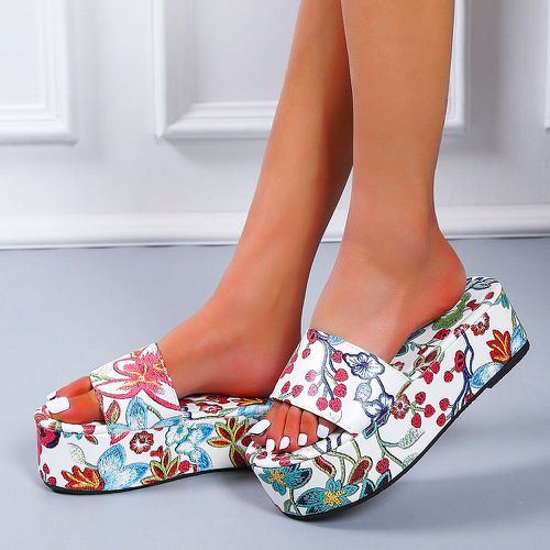 Sandales plates fleuri compensé - SHEIN - Modalova
