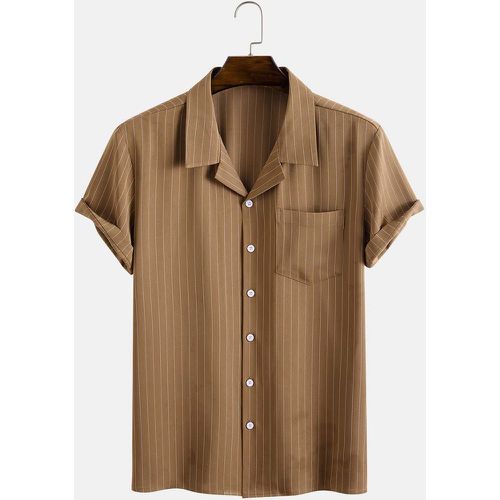 Chemise à rayures à patch à poche à bouton - SHEIN - Modalova