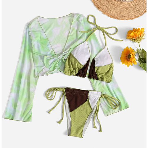 Bikini patchwork design avec cache-maillot - SHEIN - Modalova
