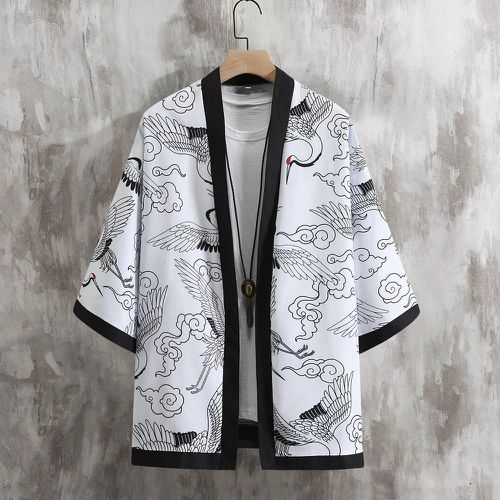 Kimono à imprimé grue à liseré contrastant (sans t-shirt) - SHEIN - Modalova