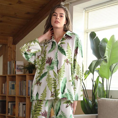 Haut de pyjama à imprimé tropical à bouton - SHEIN - Modalova