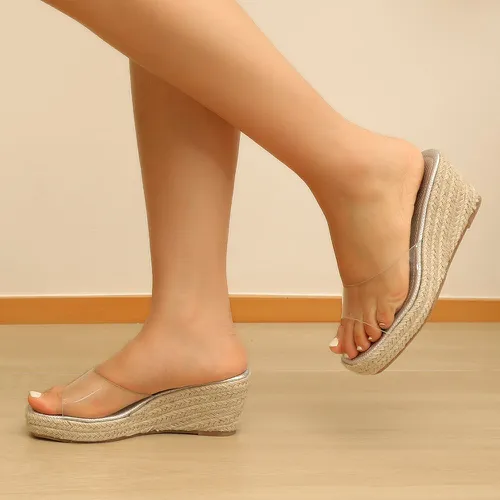 Sandales plates à bande espadrilles compensé - SHEIN - Modalova