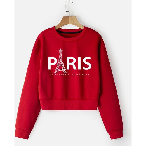 Sweat-shirt thermique tour Eiffel & à motif slogan - SHEIN - Modalova