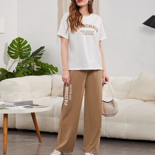 T-shirt à motif slogan & Pantalon ample - SHEIN - Modalova