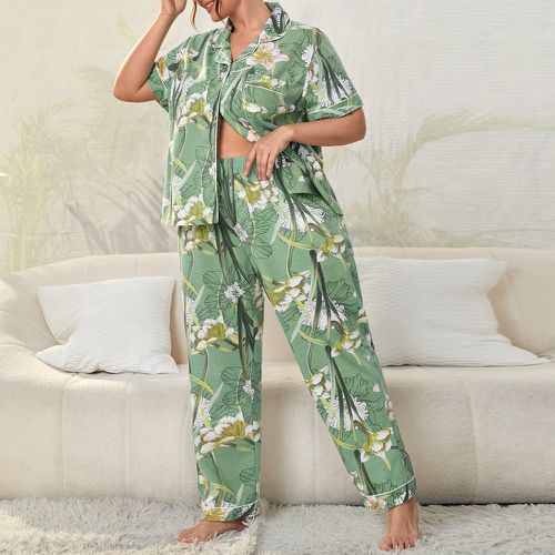 Ensemble de pyjama à imprimé floral à bouton - SHEIN - Modalova