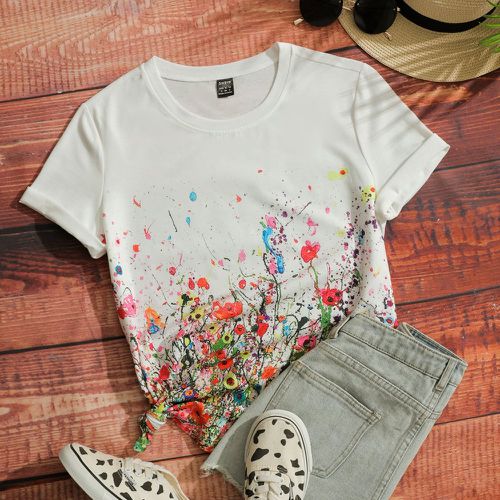 T-shirt à imprimé floral - SHEIN - Modalova