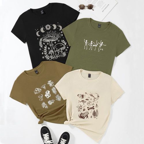 Pièces T-shirt champignon & à imprimé squelette - SHEIN - Modalova