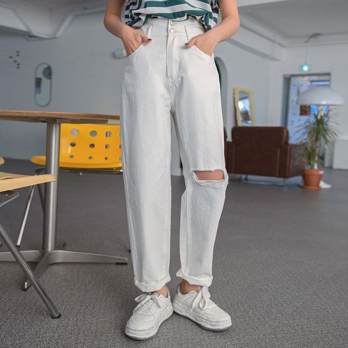 Pantalon droit taille haute déchiré - SHEIN - Modalova
