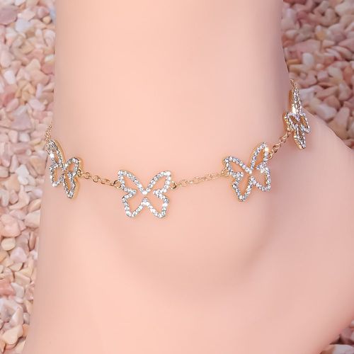 Bracelet de cheville à strass à détail papillon - SHEIN - Modalova