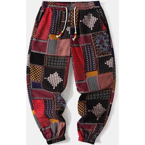 Pantalon de jogging à imprimé patchwork à cordon - SHEIN - Modalova