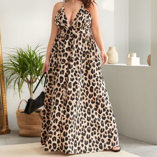 Robe longue à fines brides à léopard décolleté dos-nu croisé - SHEIN - Modalova