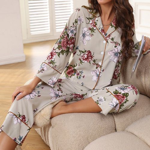 Ensemble de pyjama à imprimé floral manches dolman - SHEIN - Modalova