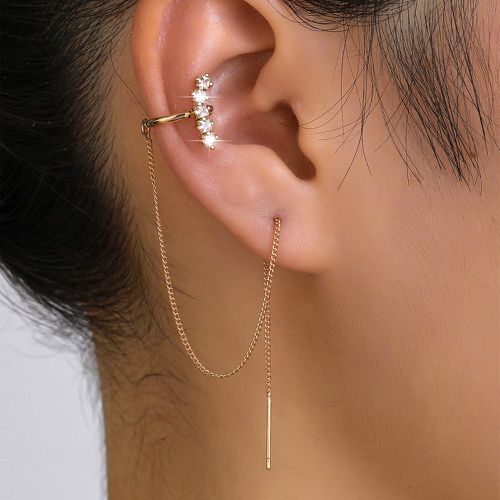 Boucles d'oreilles enfileur à zircone cubique avec clip - SHEIN - Modalova