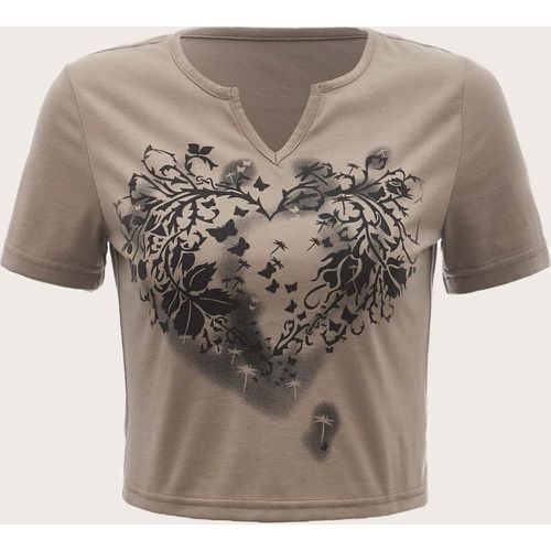 T-shirt court papillon & à motif planète - SHEIN - Modalova