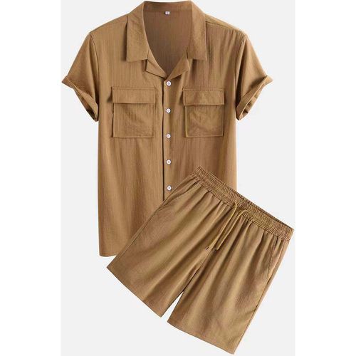 Chemise poche à rabat & Short à cordon - SHEIN - Modalova