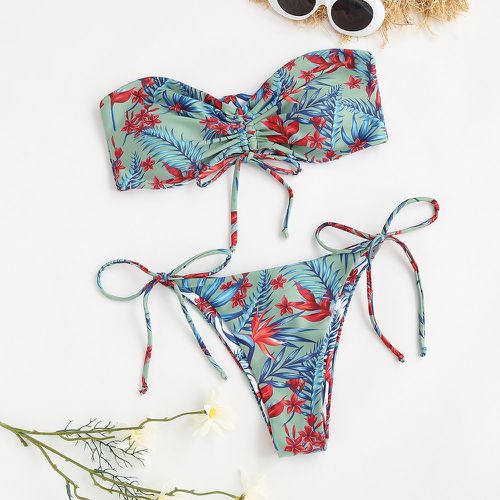 Bikini à imprimé tropical à cordon - SHEIN - Modalova