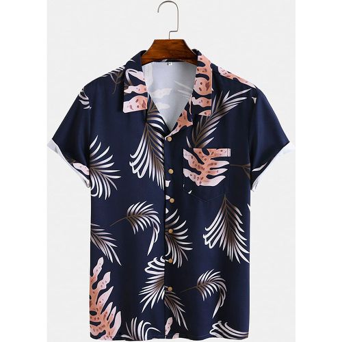 Chemise à imprimé tropical patch à poche à bouton - SHEIN - Modalova