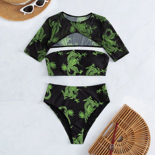 Pièces à imprimé dragon Bandeau taille haute Bikini & Top de plage - SHEIN - Modalova