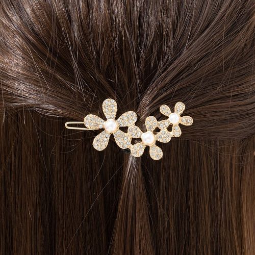 Épingle à cheveux fausse perle à strass à fleur - SHEIN - Modalova