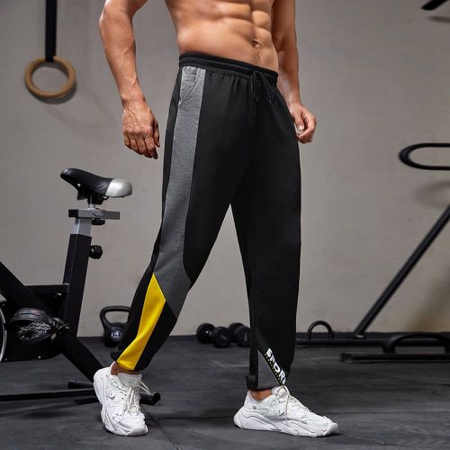 Pantalon de sport à blocs de couleurs à bande latérale à cordon - SHEIN - Modalova