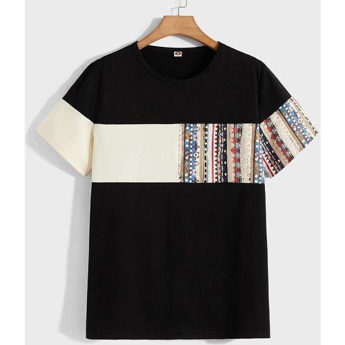 T-shirt à imprimé géométrique à blocs de couleurs - SHEIN - Modalova