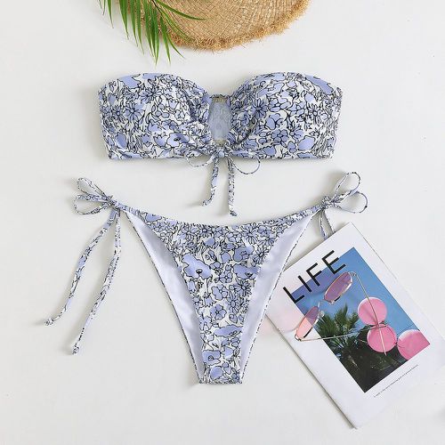 Bikini bandeau à nœud à imprimé à nœud - SHEIN - Modalova