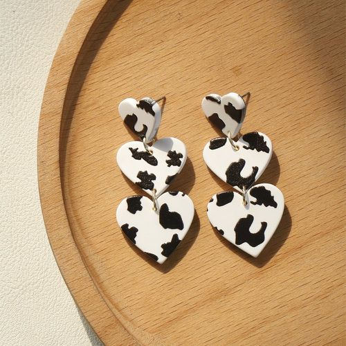 Pendants d'oreilles à imprimé vache cœur - SHEIN - Modalova