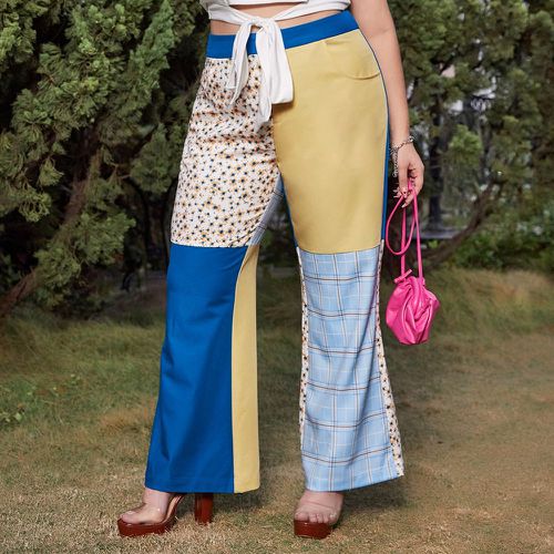 Pantalon à imprimé patchwork à poche - SHEIN - Modalova