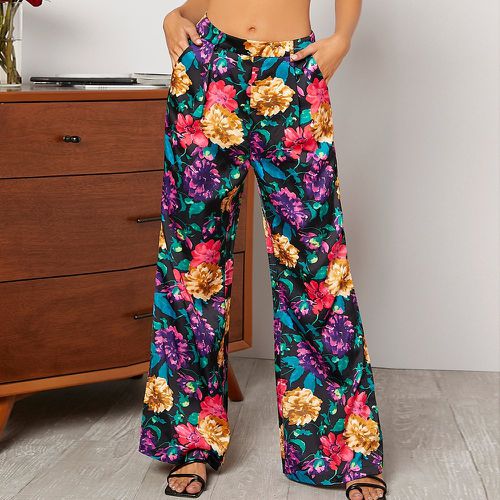 Pantalon ample à imprimé floral à détail plié - SHEIN - Modalova