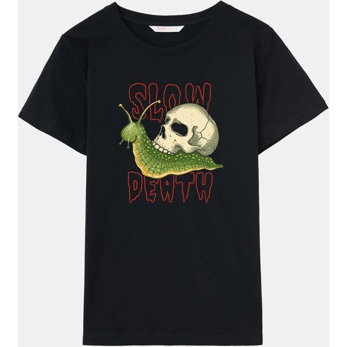 T-shirt lettre tête de mort & escargot graphique - SHEIN - Modalova