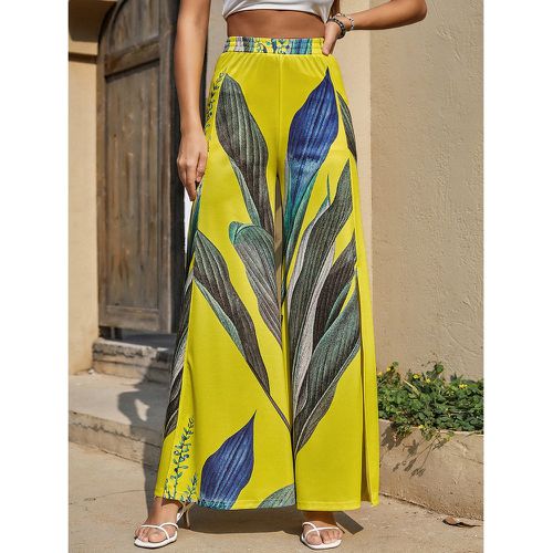 Pantalon à imprimé tropical fendu - SHEIN - Modalova