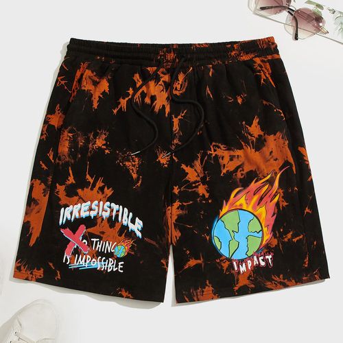 Shorts Cordon Poche Vacances Lettres Tie dye - SHEIN - Modalova