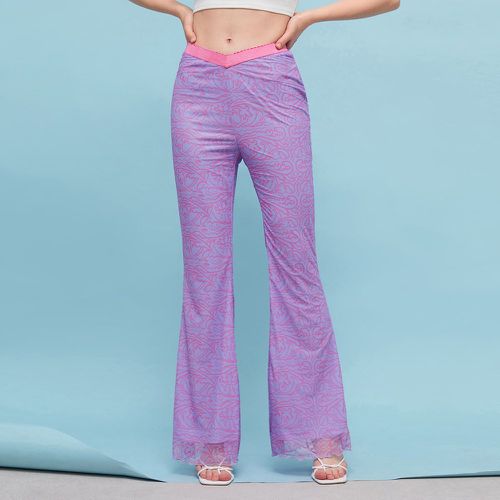 Pantalon évasé à imprimé contrastant taille - SHEIN - Modalova