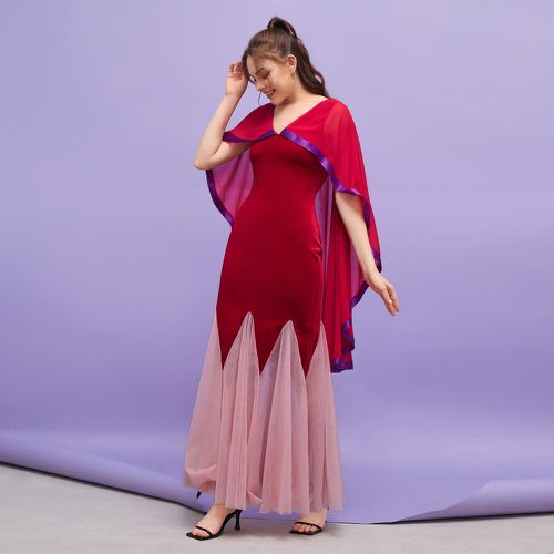 Robe carré plissé en velours avec Cape - SHEIN - Modalova