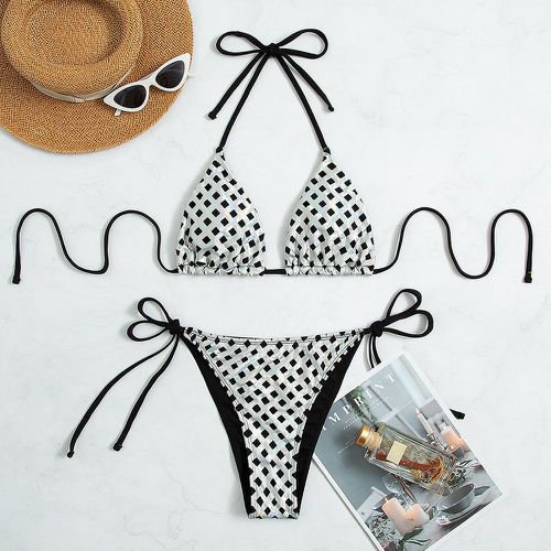 Bikini à carreaux triangulaire à nœud - SHEIN - Modalova