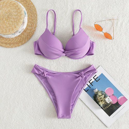 Bikini push-up unicolore torsadé - SHEIN - Modalova