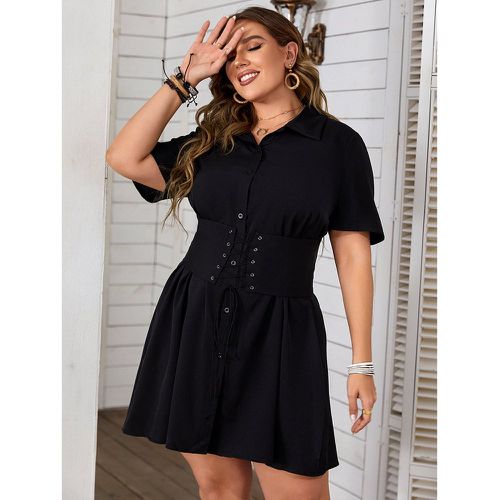 Robe chemise à bouton avec corset - SHEIN - Modalova