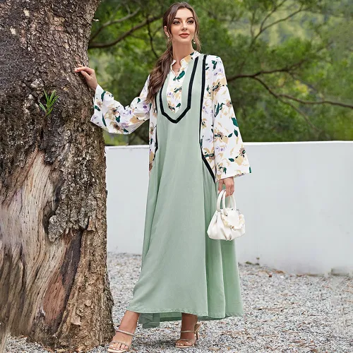 Robe tunique longue à imprimé floral - SHEIN - Modalova