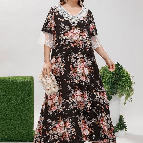 Robe tunique en dentelle à imprimé floral - SHEIN - Modalova