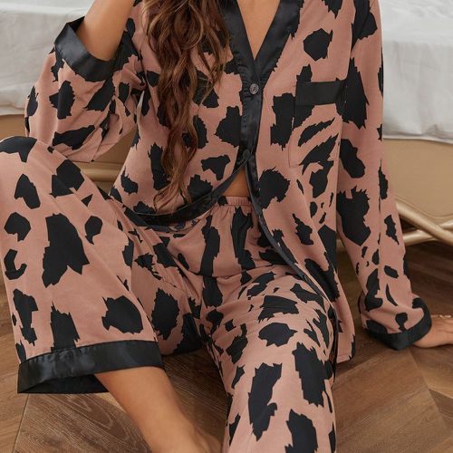 Ensemble de pyjama à imprimé à bordure contrastante - SHEIN - Modalova